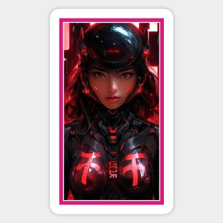 Anime Race Girl | Quality 3D Anime Artwork | Pink Red Black Blue Chibi Manga Anime Art Sticker